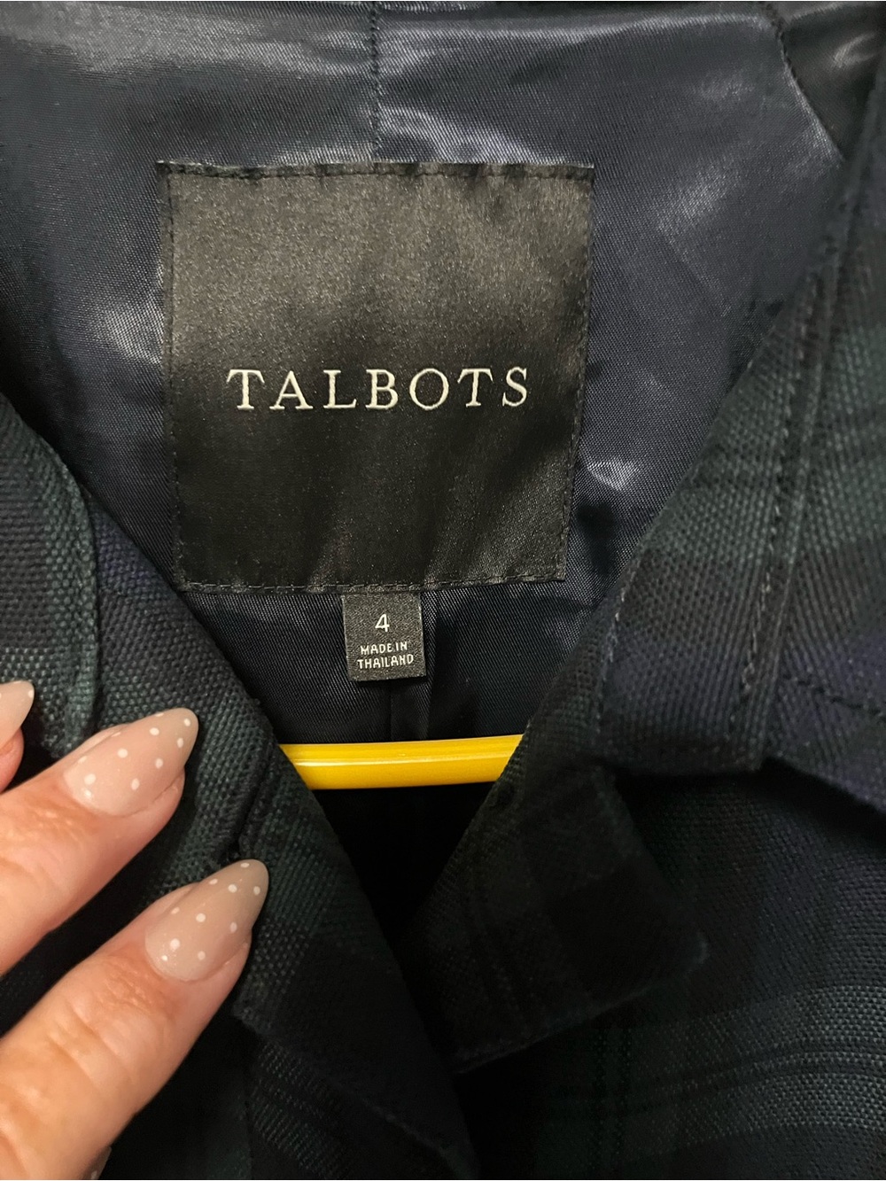 Talbots Navy and Green tartan Plaid Women's Coat NWOT - Picture 4 of 7